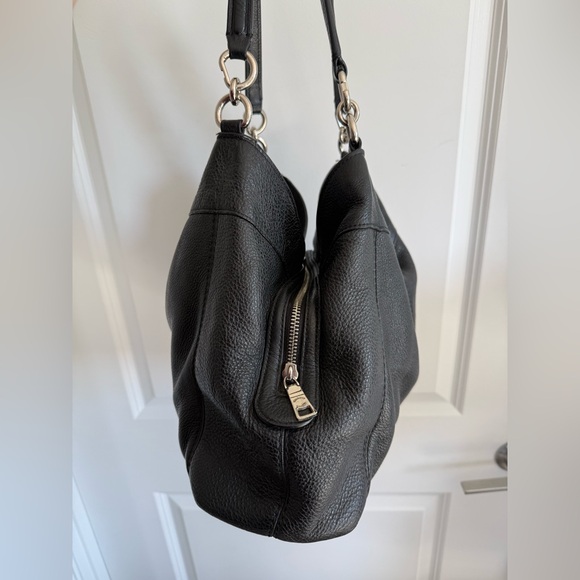 Coach Black Leather Shoulder Bag with Silver Hardware - Picture 3 of 12